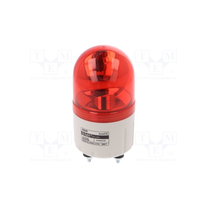 1 pcs x QLIGHT - S60R-24-R - Signaller: lighting, rotating light, red, S60, 24VDC, IP44, 310mA