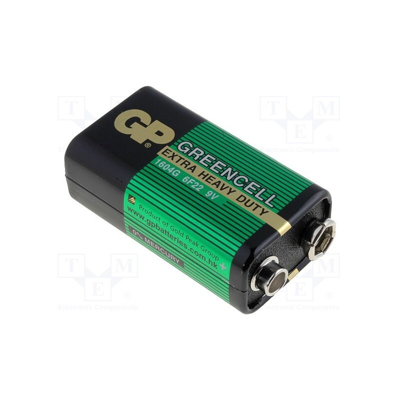 1 pcs x GP - GP1604GLF-2UE1 - Battery: zinc-carbon, 9V, 6F22, non-rechargeable, GREENCELL