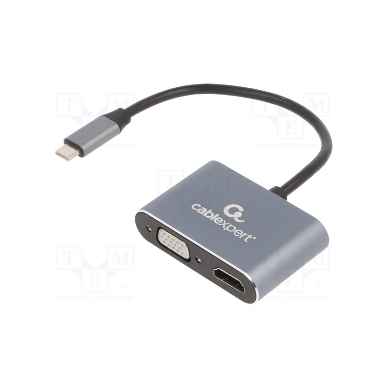 1 pcs x GEMBIRD - A-USB3C-HDMIVGA-01 - Adapter, USB 3.0, D-Sub 15pin HD socket,HDMI socket,USB C plug