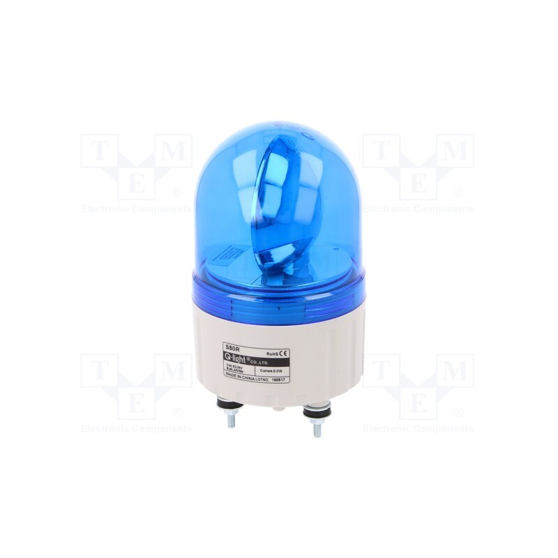 1 pcs x QLIGHT - S80R-24-B - Signaller: lighting, rotating light, blue, S80, 24VDC, IP44, 310mA