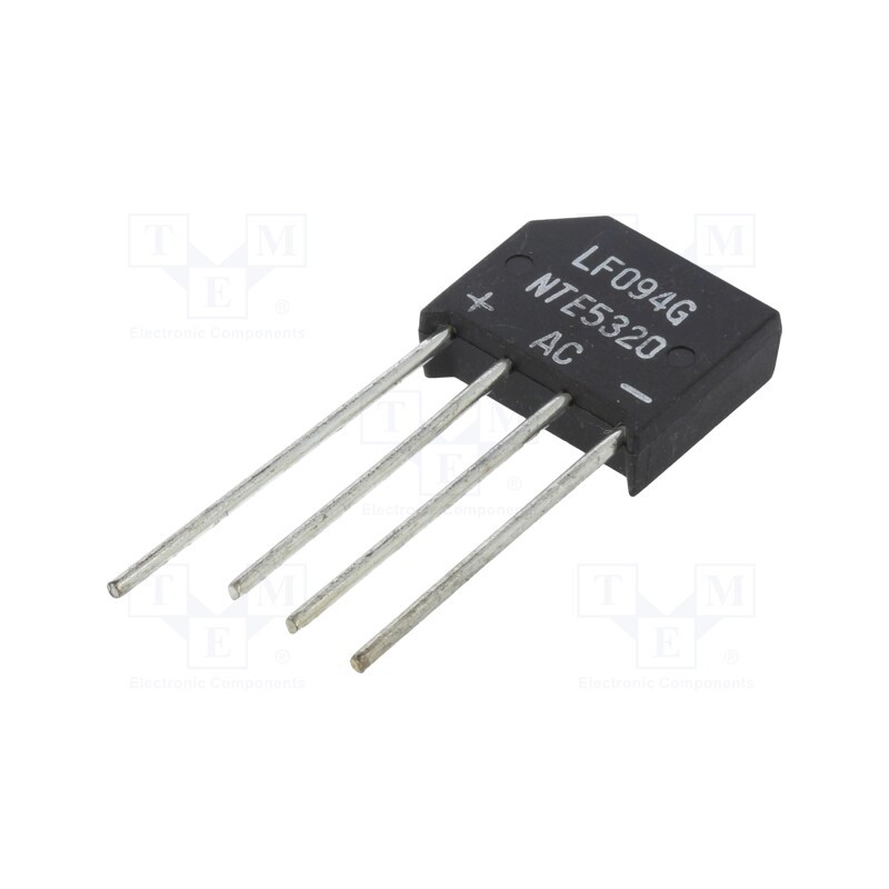 1 pcs x NTE Electronics - NTE5320 - Bridge rectifier: single-phase, Urmax: 1kV, If: 4A, Ifsm: 200A, flat