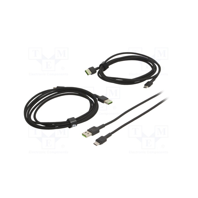 1 pcs x GREEN CELL - KABGCSET03 - Cable, USB 2.0, USB A plug,USB C plug, black, 480Mbps