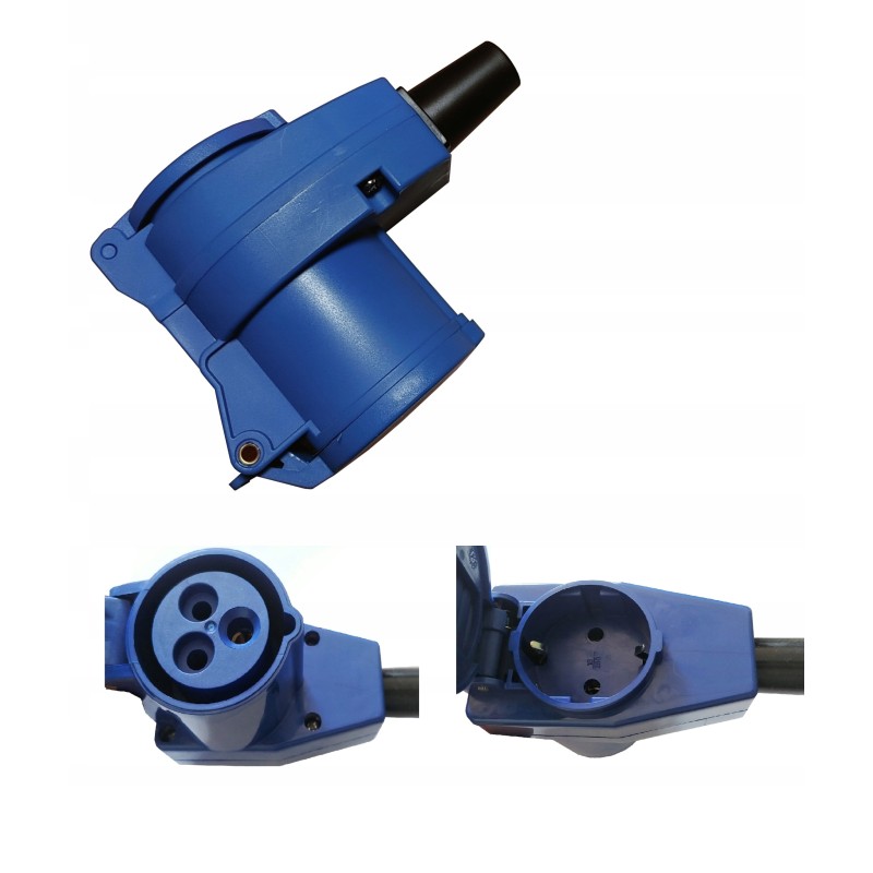 Female angled plug, 230v socket, camper, camping