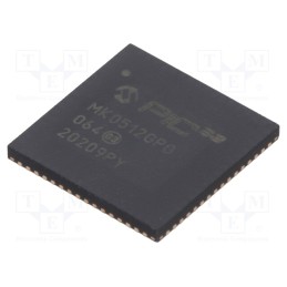 1 pcs x MICROCHIP TECHNOLOGY - PIC32MK0512GPG064-I/R4X - IC: PIC microcontroller, 512kB, 120MHz, 2.3÷3.6VDC, SMD, QFN64