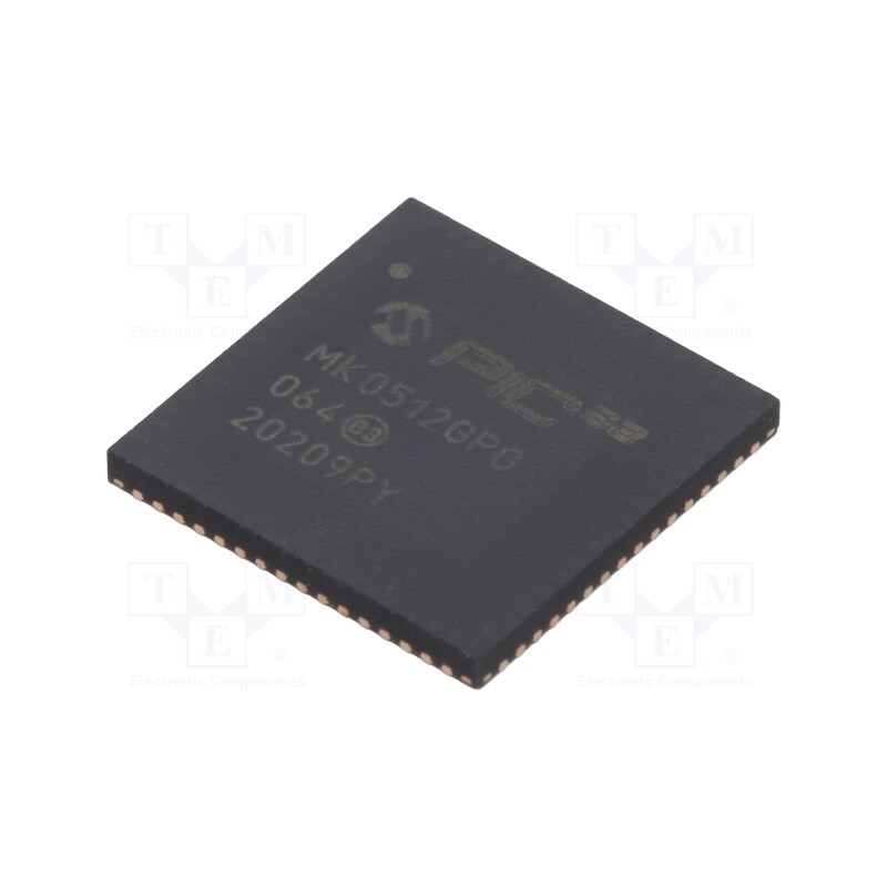 1 pcs x MICROCHIP TECHNOLOGY - PIC32MK0512GPG064-I/R4X - IC: PIC microcontroller, 512kB, 120MHz, 2.3÷3.6VDC, SMD, QFN64