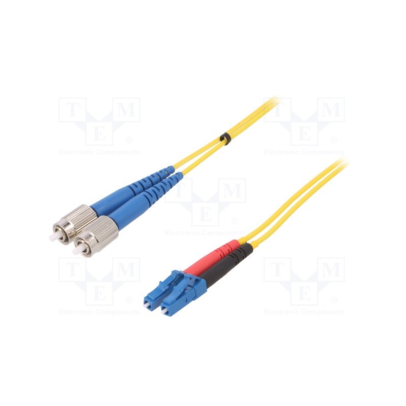 1 pcs x FIBRAIN - G-LC-FC-S-003.0-DX-D-18-Y - Fiber patch cord, FC/UPC,LC/UPC, 3m, Optical fiber: 9/125um, Gold