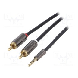 1 pcs x 4CARMEDIA - - - Cable, Jack 3.5mm 3pin plug,RCA socket x2, 0.2m, black
