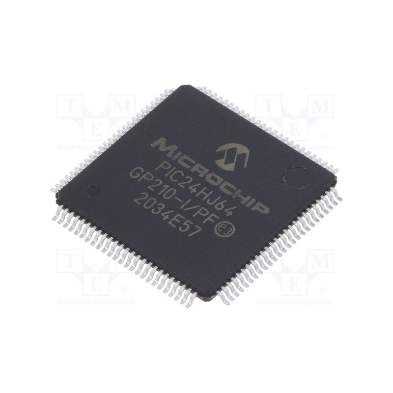 1 pcs x MICROCHIP TECHNOLOGY - PIC24HJ64GP210-I/PF - IC: PIC microcontroller, 64kB, SMD, TQFP100, PIC24, 8kBSRAM