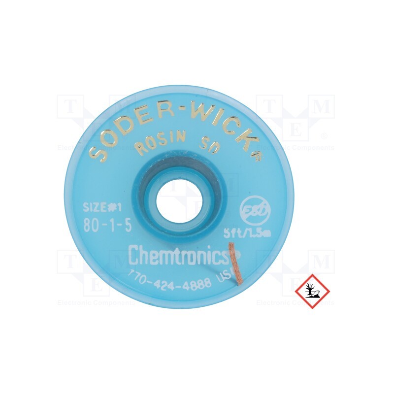 1 rol x CHEMTRONICS - SW80-1-5 - Tape: desoldering, halide-free,rosin,ROL0, W: 0.8mm, L: 1.5m, ESD