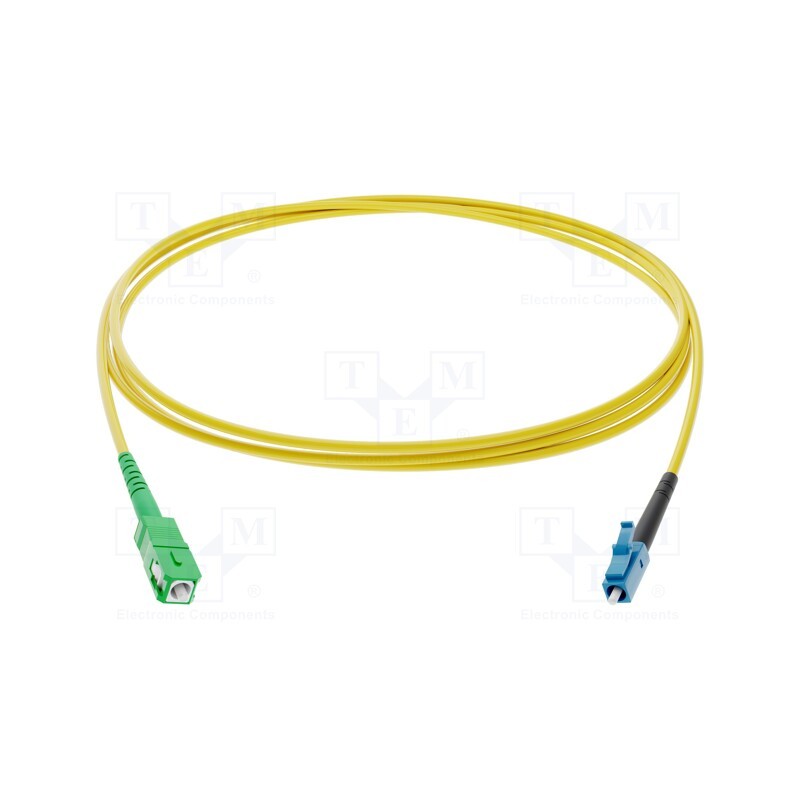 1 pcs x FIBRAIN - G-SCA-LC-S-001.0-DX-D-18-Y - Fiber patch cord, LC/UPC,SC/APC, 1m, Optical fiber: 9/125um, Gold