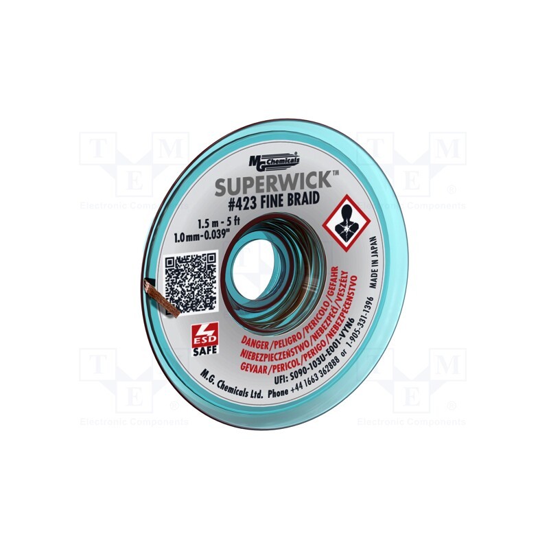1 pcs x MG CHEMICALS - 423 - Tape: desoldering, halide-free,rosin,RMA,ROL0, W: 1mm, L: 1.5m