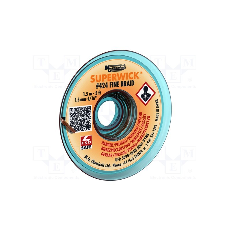 1 pcs x MG CHEMICALS - 424 - Tape: desoldering, halide-free,rosin,RMA,ROL0, W: 1.5mm, L: 1.5m