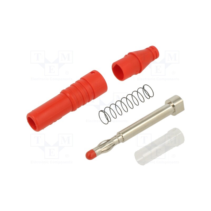 1 pcs x STu00c4UBLI - 64.9701-22 - Plug, 4mm banana, 32A, 30VAC, 60VDC, red, insulated, 2.5mm2, 69mm