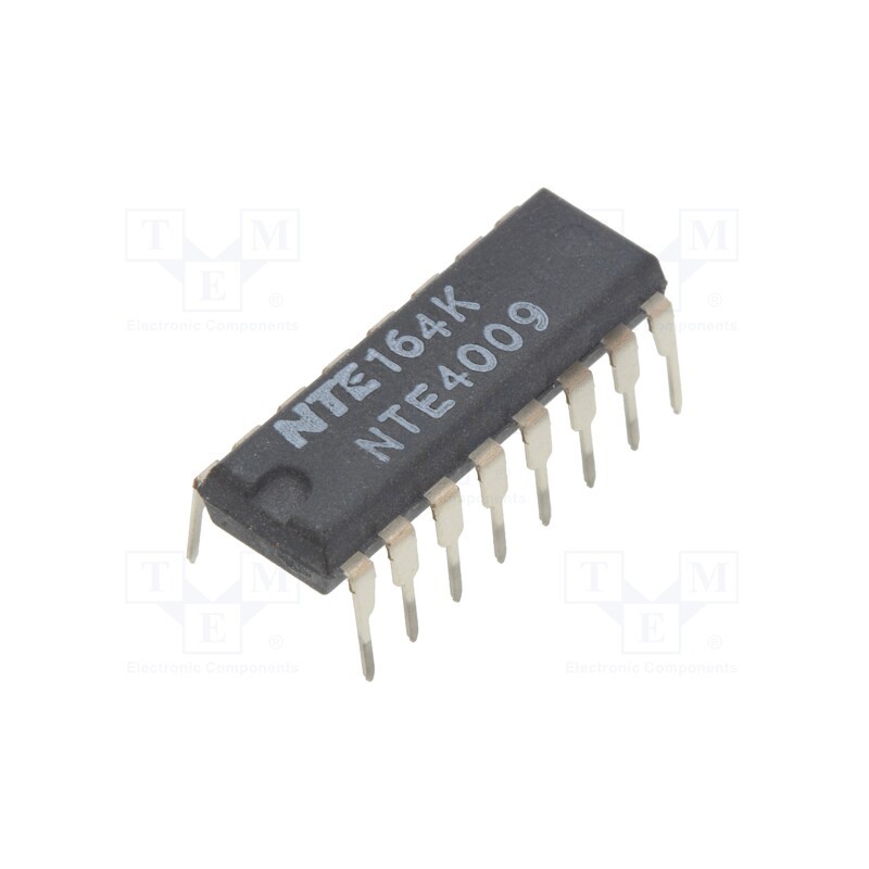 1 pcs x NTE Electronics - NTE4009 - IC: digital, buffer,inverting,translator, Ch: 6, CMOS, THT, DIP16