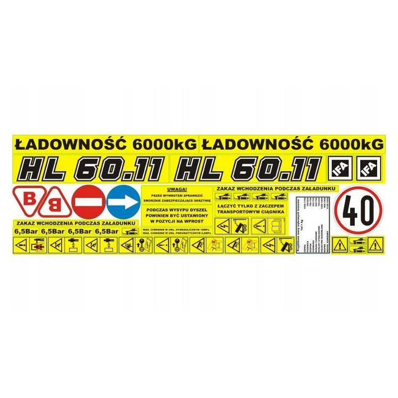 Trailer stickers hl 60 11 black letters 44x130cm