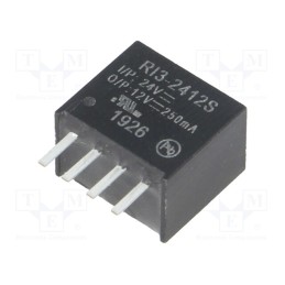 1 pcs x RECOM - RI3-2412S - Converter: DC/DC, 3W, Uin: 21.6÷26.4V, Uout: 12VDC, Iout: 250mA, SIP4