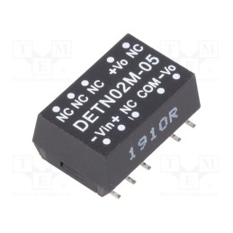 1 pcs x MEAN WELL - DETN02M-05 - Converter: DC/DC, 2W, Uin: 10.2÷13.2V, Uout: 5VDC, Uout2: -5VDC, SMD