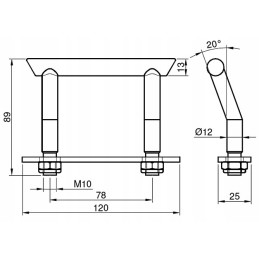 Load securing bracket 2000 kg angled eye