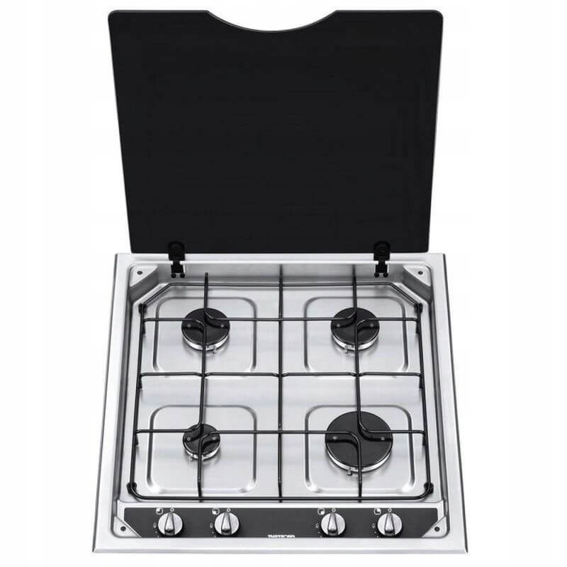 4-burner linear cooker with glass cover