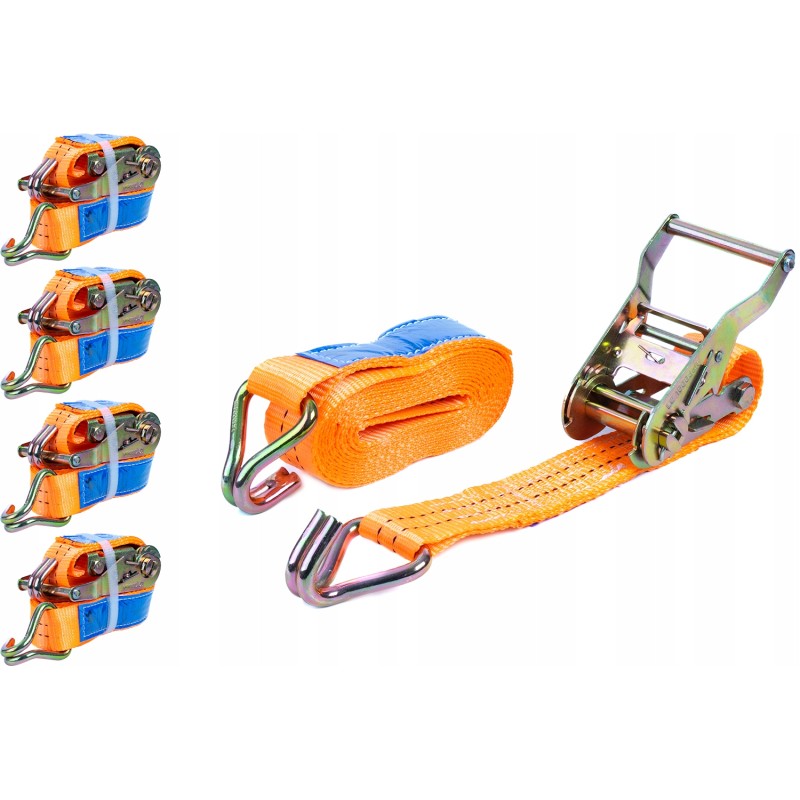 Set of 4x trailer load securing straps 4m 25mm 1t trailer straps