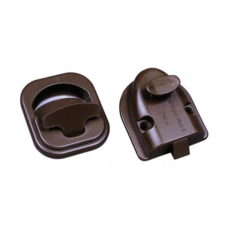 Chrome furniture lock for a camper trailer