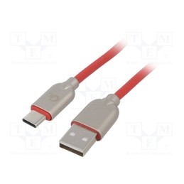 1 pcs x GEMBIRD - CC-USB2R-AMCM-2M-R - Cable, USB 2.0, USB A plug,USB C plug, gold-plated, 2m, red