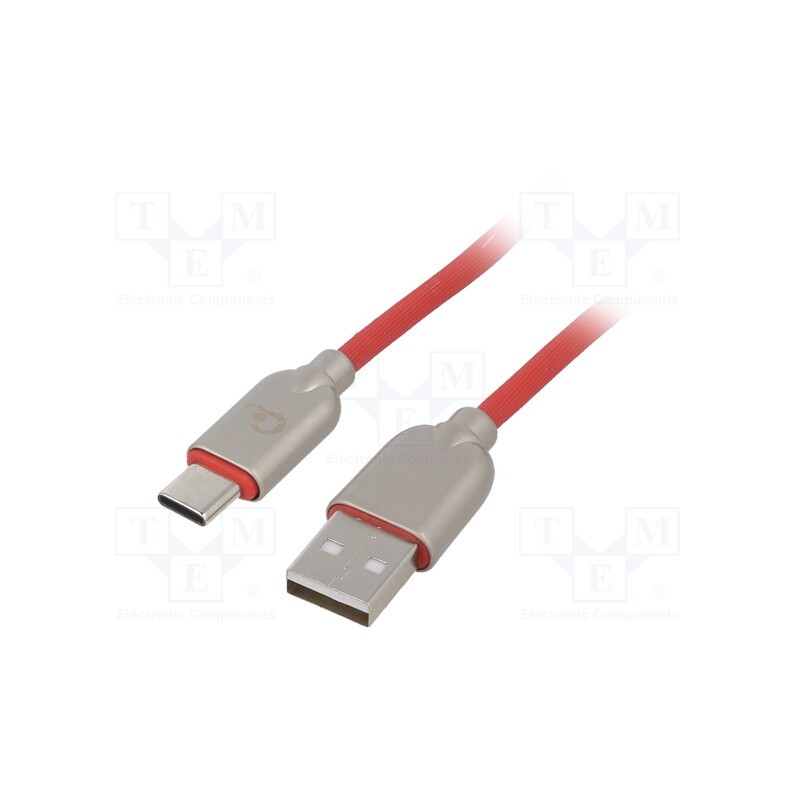1 pcs x GEMBIRD - CC-USB2R-AMCM-2M-R - Cable, USB 2.0, USB A plug,USB C plug, gold-plated, 2m, red