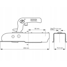 Ball hitch for steelpress 750kg trailer, 70mm square drawbar