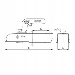 Ball hitch zsk 750 l kg square pipe 40 mm
