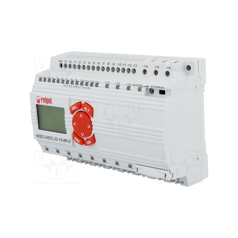 1 pcs x RELPOL - NEED-24DC-22-16-8R-D - Programmable relay, 250VAC/10A, IN: 16, Analog in: 3, OUT: 8, NEED