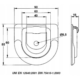 A holder for securing a load of 700 kg, a belt loop