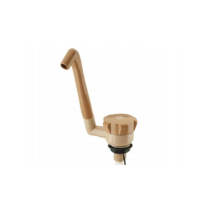 Brown faucet spout for a caravan without