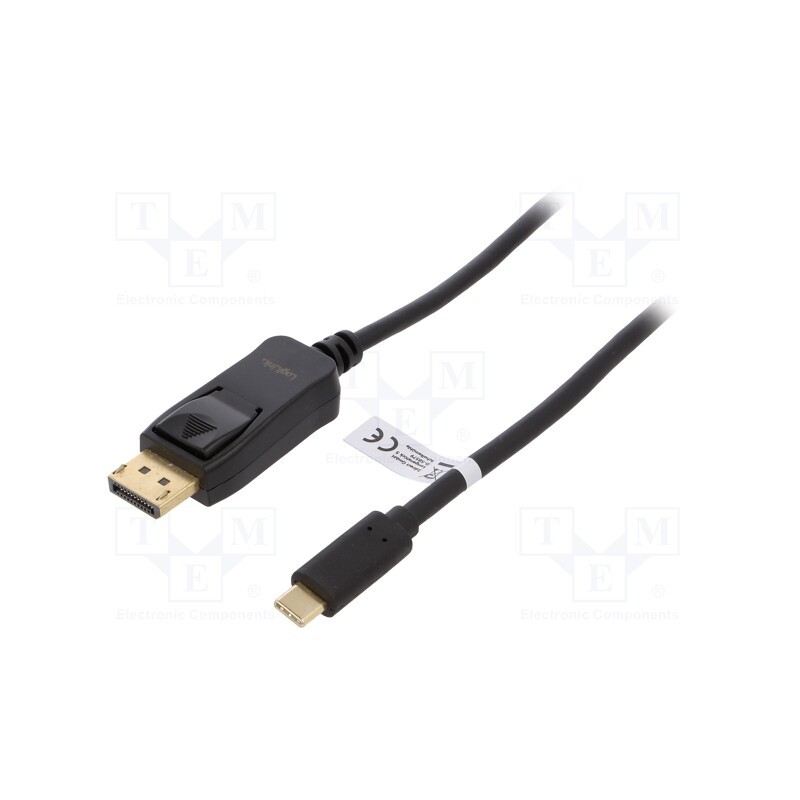 1 pcs x LOGILINK - UA0335 - Adapter, DisplayPort plug,USB C plug, 1.8m, black, black