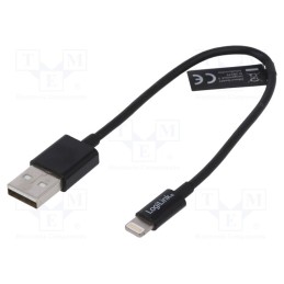 1 pcs x LOGILINK - UA0240 - Cable, USB 2.0, Apple Lightning plug,USB A plug, 0.18m, black