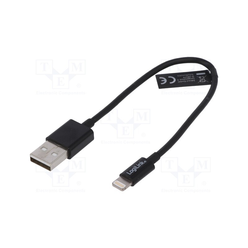 1 pcs x LOGILINK - UA0240 - Cable, USB 2.0, Apple Lightning plug,USB A plug, 0.18m, black