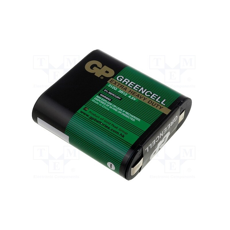 1 pcs x GP - 312G-U1 - Battery: zinc-carbon, 4.5V, 3LR12,3R12, non-rechargeable, 1pcs.