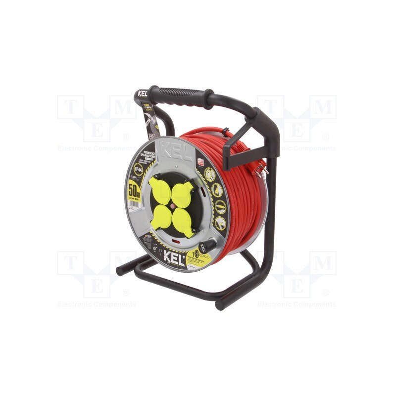 1 pcs x KEL - W-99282 - Extension lead, 3G2.5mm2, reel,with non-rotating sockets, red