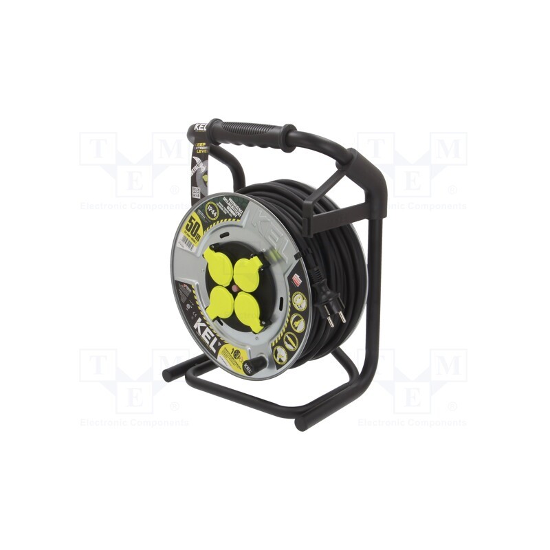 1 pcs x KEL - W-99281 - Extension lead, 3G2.5mm2, reel,with non-rotating sockets, black