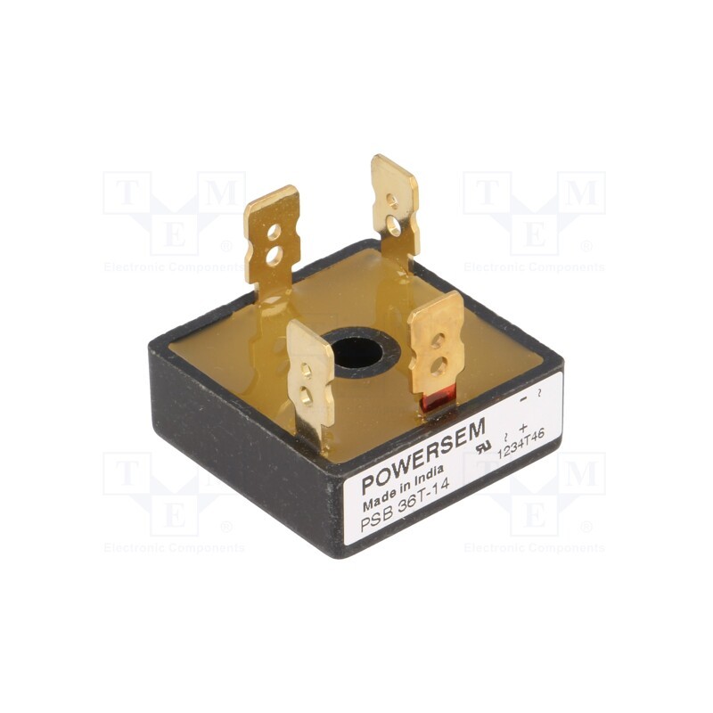 1 pcs x POWERSEM - PSB 36T/14 - Bridge rectifier: single-phase, Urmax: 1.4kV, If: 30A, Ifsm: 500A