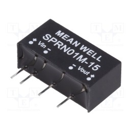 1 pcs x MEAN WELL - SPRN01M-15 - Converter: DC/DC, 1W, Uin: 11.4÷13.2V, Uout: 15VDC, Iout: 0÷67mA