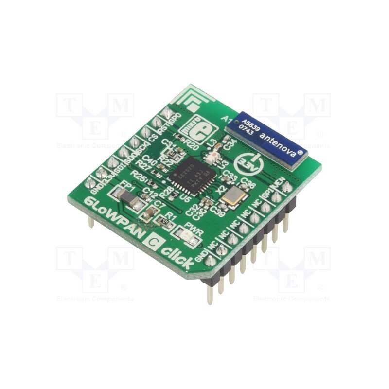 1 pcs x MIKROE - 6LOWPAN C CLICK - Click board, RF transceiver, GPIO,SPI, CC2520, prototype board