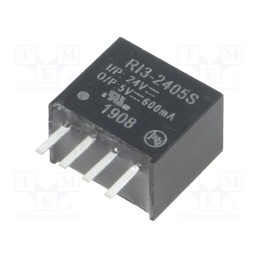 1 pcs x RECOM - RI3-2405S - Converter: DC/DC, 3W, Uin: 21.6÷26.4V, Uout: 5VDC, Iout: 600mA, SIP4