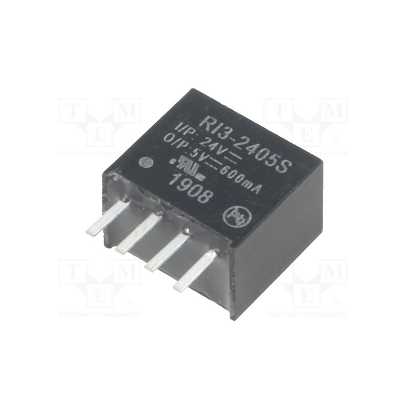 1 pcs x RECOM - RI3-2405S - Converter: DC/DC, 3W, Uin: 21.6÷26.4V, Uout: 5VDC, Iout: 600mA, SIP4