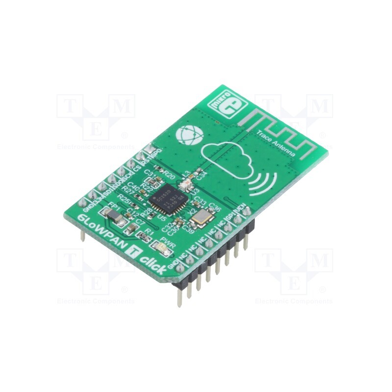 1 pcs x MIKROE - 6LOWPAN T CLICK - Click board, RF transceiver, GPIO,SPI, CC2520, prototype board
