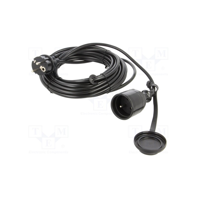 1 pcs x KEL - W-97408 - Extension lead, 3x1mm2, Sockets: 1, PVC, black, 10m, 10A, STANDARD