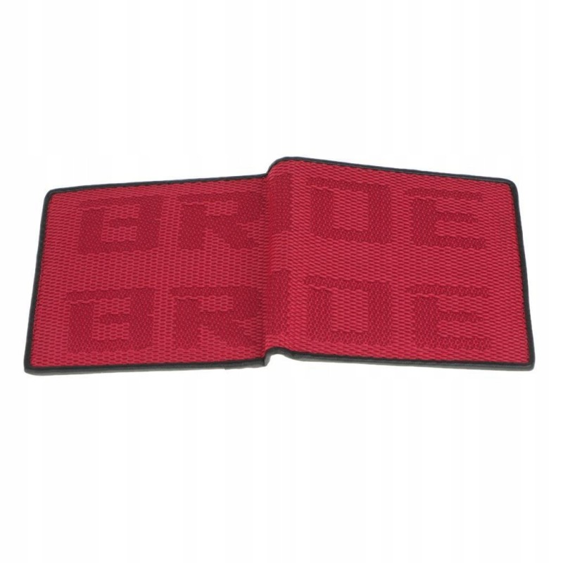 The bride's leather wallet made of black and red racing fabric