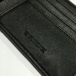 The bride's leather wallet made of black and red racing fabric
