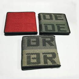 The bride's leather wallet made of black and red racing fabric