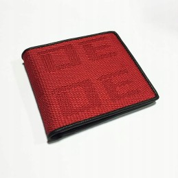 The bride's leather wallet made of black and red racing fabric