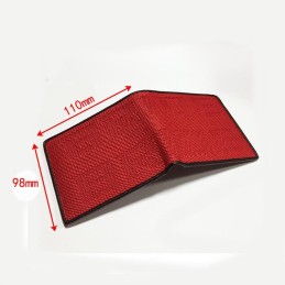 The bride's leather wallet made of black and red racing fabric